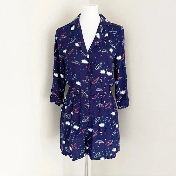 Modcloth novelty print romper medium unique casual summer vacation festival - Picture 1 of 5